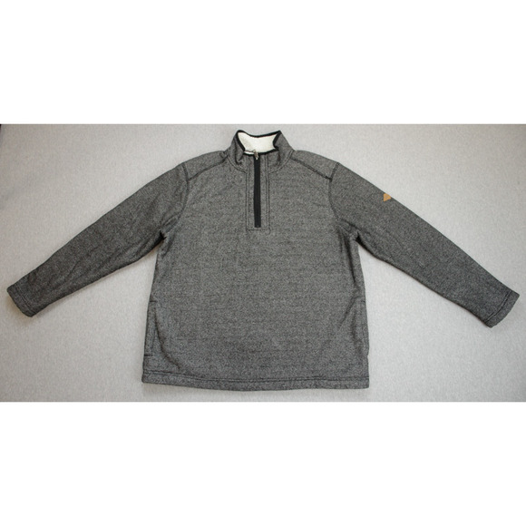 Orvis Sweater Mens Size L Gray Sherpa Lining 1/4 Zip Mock Neck Pockets Pullover - Picture 1 of 7